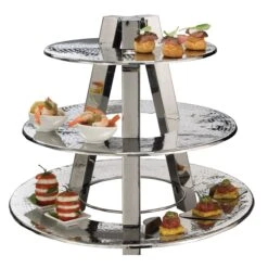 American Metalcraft TTS2319 Accent3 3-Tier Hammered S/S Display Stand