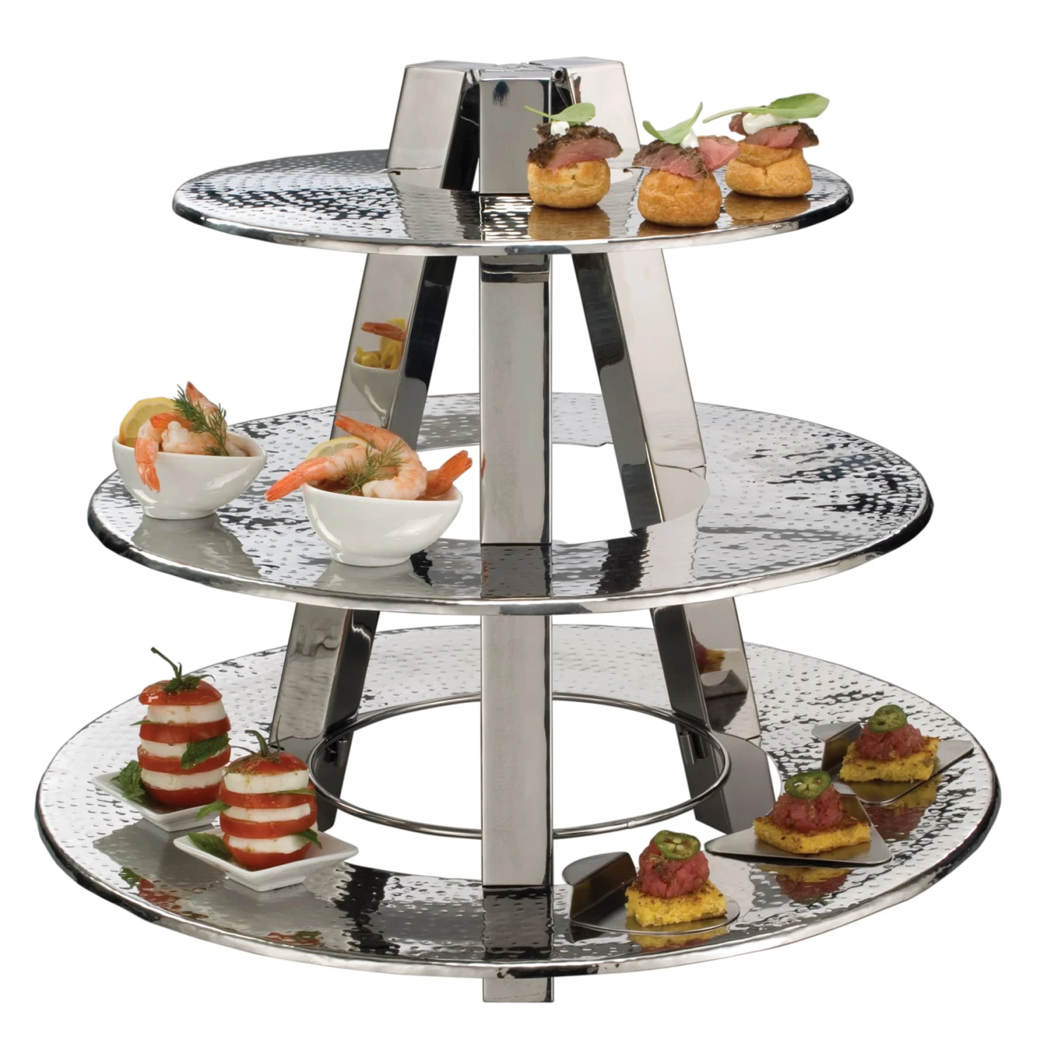 American Metalcraft TTS2319 Accent3 3-Tier Hammered S/S Display Stand 3 American Metalcraft TTS2319 Accent3 3-Tier Hammered S/S Display Stand