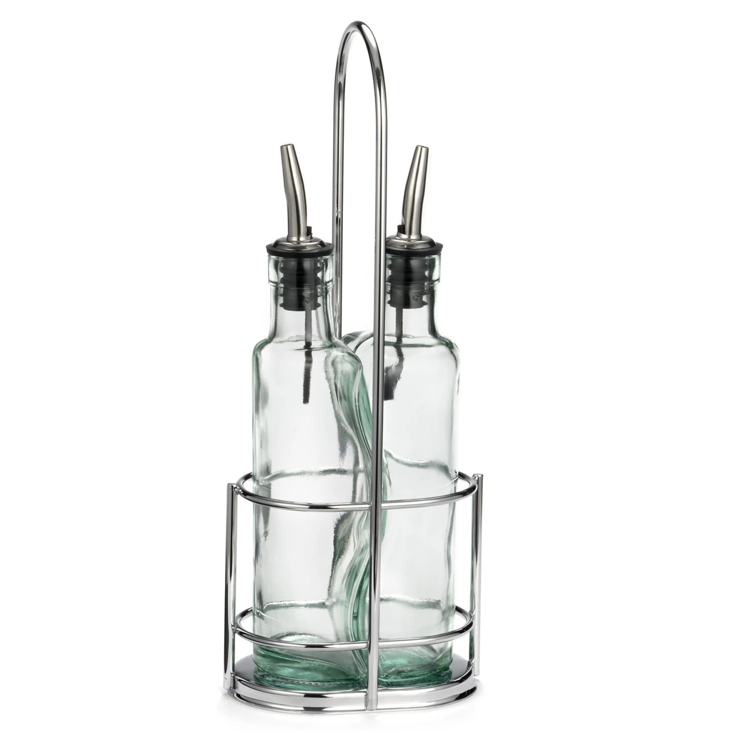 TableCraft H918N Gemelli 8.5 Oz. Glass Bottle Set With Chrome Rack 3 TableCraft H918N Gemelli 8.5 Oz. Glass Bottle Set With Chrome Rack