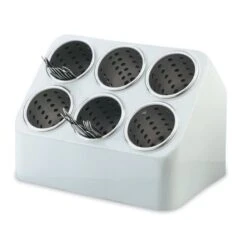 Vollrath 52644 Gray Silv-A-Tainer 6-Hole Plastic Silverware Container