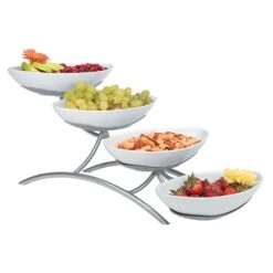 Gourmet Display PP2000-39 Platinum 4-Tier Display With Porcelain Bowls