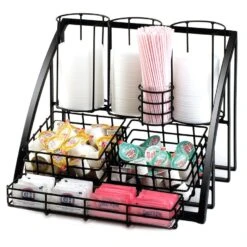 Cal-Mil 1715-13 Mission Black Wire Condiment / Lid Organizer