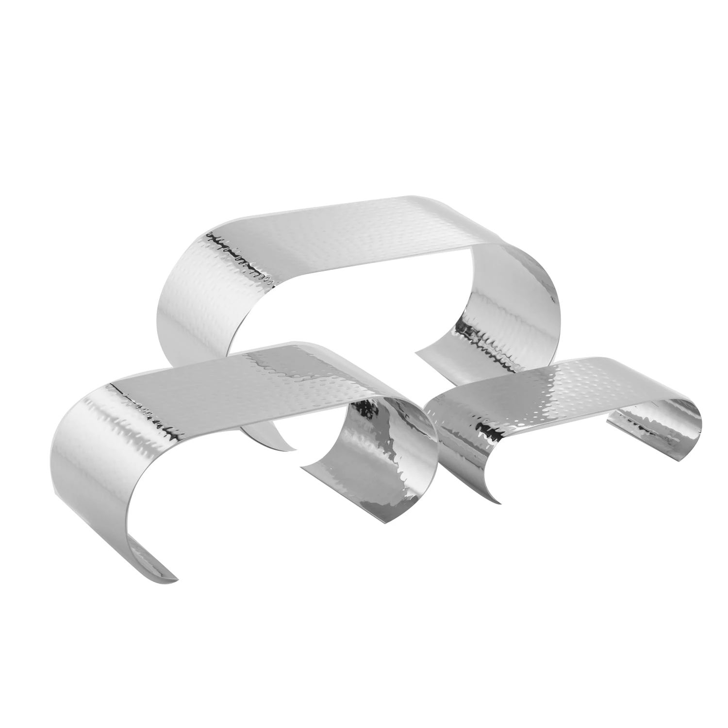 American Metalcraft CRH3 3 Piece Hammered S/S Curl Riser Set 3 American Metalcraft CRH3 3 Piece Hammered S/S Curl Riser Set