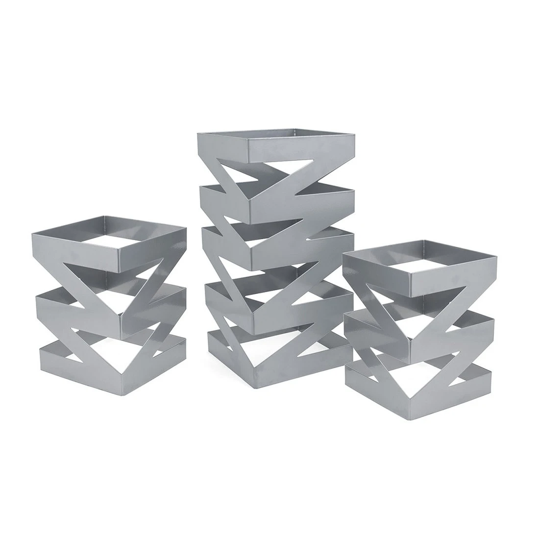 FOH BRI006BCI28 B3 Silver Zig Zag Risers - Set 3 FOH BRI006BCI28 B3 Silver Zig Zag Risers - Set