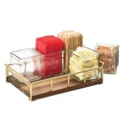 Cal-Mil 3713-46 Mid-Century Brass 13-1/2 X 8-1/2" Jar Organizer