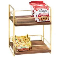 Cal-Mil 3704-2-46 2-Tier Mid-Century Brass Frame Merchandiser