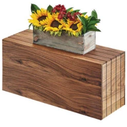 Cal-Mil 166-11-78 Mid-Century 20 X 7 X 11" Walnut Riser