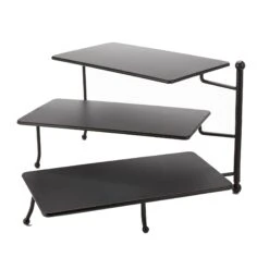 American Metalcraft TPREC3 Black 3-Tier 17.4 X 7.5 X 10" Stand
