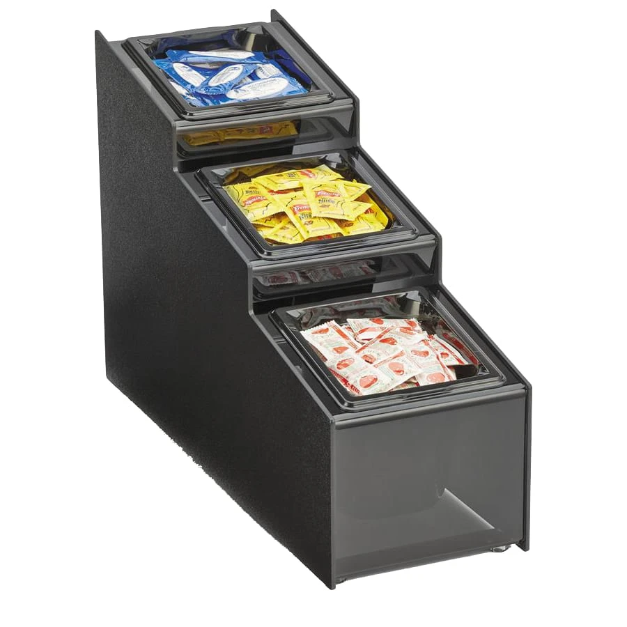 Vollrath CTCPAN3-6 Black 3-Pan Condiment Organizer 3 Vollrath CTCPAN3-6 Black 3-Pan Condiment Organizer
