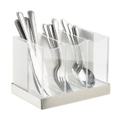 Cal-Mil 3015-55 Luxe White 3-Bin Flatware Holder