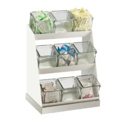 Cal-Mil 3018-55-12 Luxe White 9-Bin Condiment Display