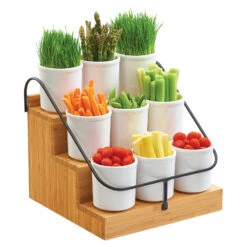 Cal-Mil 3638-60 3-Tier Bamboo Condiment Caddy With Wire Frame