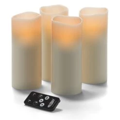 Hollowick HFWP38RT-A Ivory 3 X 8"H LED Wax Pillar Candle - 4 / CS