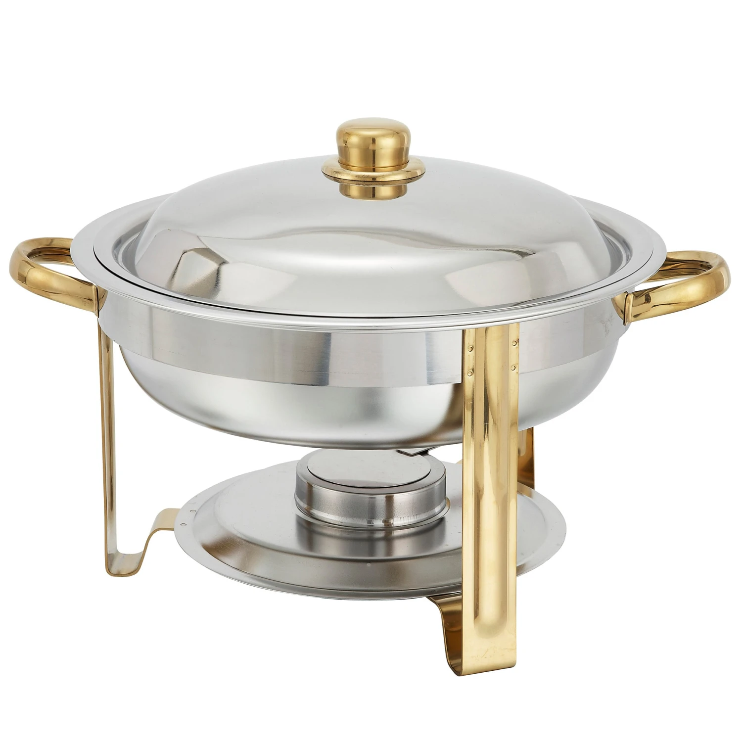 Winco 203 Malibu S/S / Gold 4 Quart Round Chafer 3 Winco 203 Malibu S/S / Gold 4 Quart Round Chafer