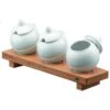 G.E.T. RCO015X002 3-Bowl Condiment Display Set With 17" Wood Base -CARLISLE SHOP 6082763