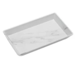 American Metalcraft MWMEL12 White Marble Melamine 12 X 7" Platter