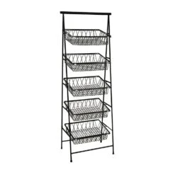 G.E.T. IR-951-BK Black 23.5" X 14" X 64" Rectangular 5-Tier Stand