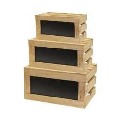 TableCraft RCBCRATE1 Rustic Wood Crate Riser With Chalkboard - 3 / ST