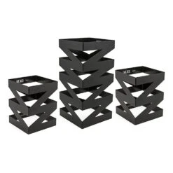 Front Of The House BRI006BKI28 3 Piece Matte Black Zig Zag Riser Set