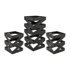 FOH BRI006BKI28 Set Of 3 Matte Black Zig Zag Riser Set