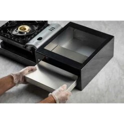 TableCraft CWACTION5BRATBK Black Double Butane Action Station