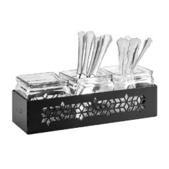 Rosseto SM314 Black Condiment Holder With 3 Glass Jars