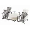 Cal-Mil 22079-13 Black Iron 3-Compartment Plate/Napkin Holder -CARLISLE SHOP 6106404