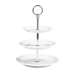 Pillivuyt 6634V869 Porcelain White 3-Tier Cake Stand