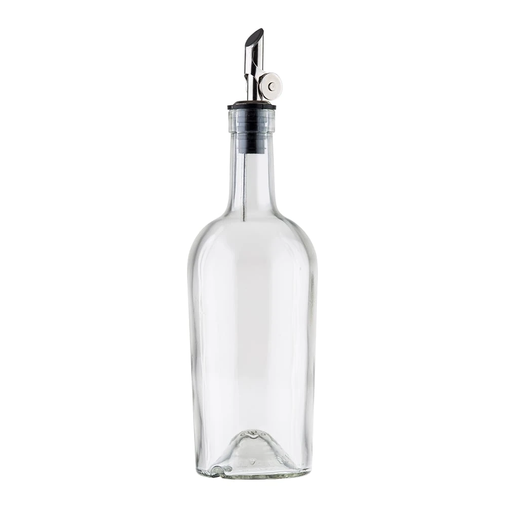 TableCraft 10379 17.5 Ounce Glass Bottle With S/S Pourer - 12 / CS 3 TableCraft 10379 17.5 Ounce Glass Bottle With S/S Pourer - 12 / CS