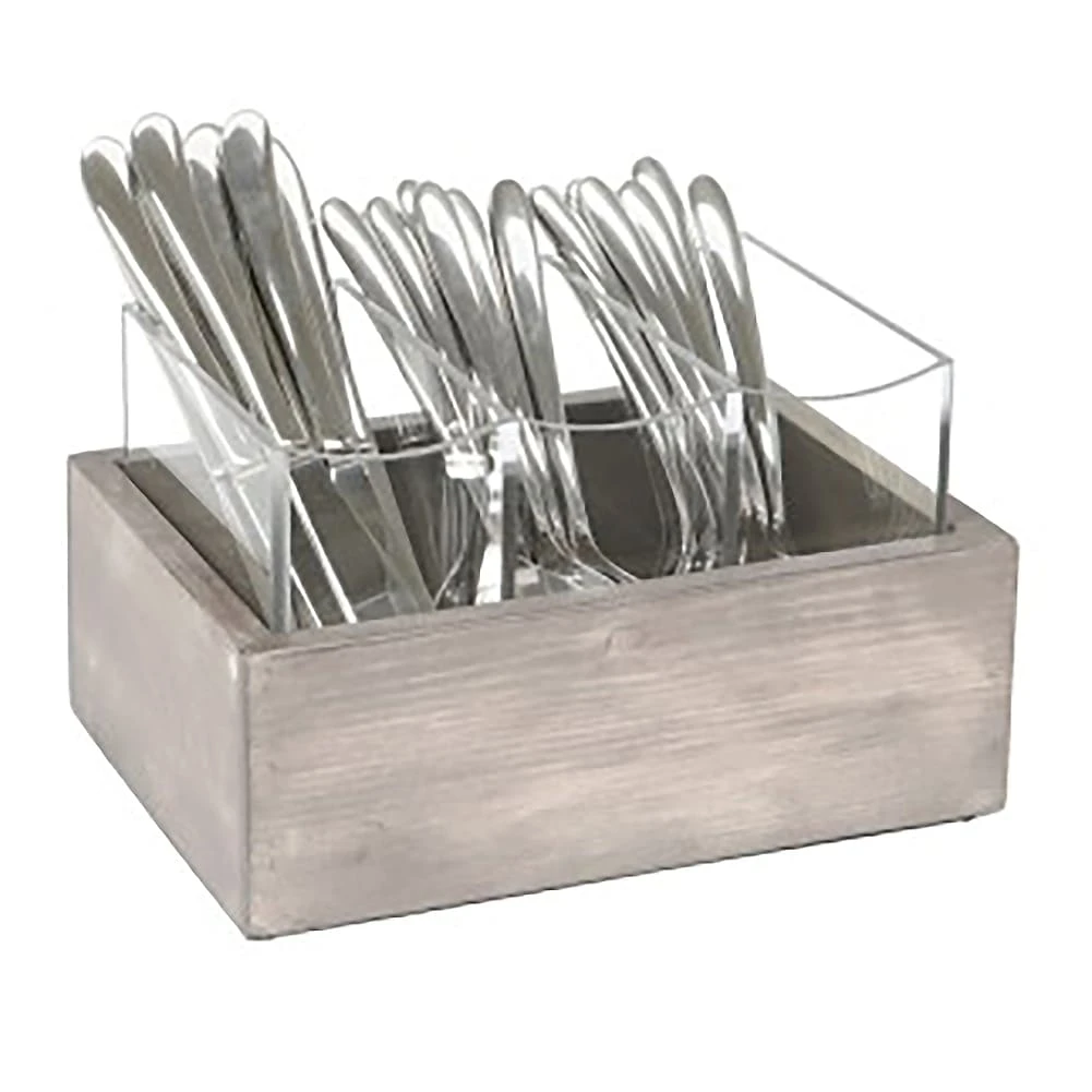 Cal-Mil 3408-110 Gray Pine/Acrylic 3-Section Flatware Holder 3 Cal-Mil 3408-110 Gray Pine/Acrylic 3-Section Flatware Holder