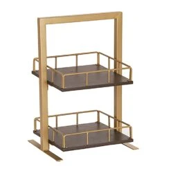 Cal-Mil 3494-2-112 Heritage Gold/Wood 21" 2-Tier Stand