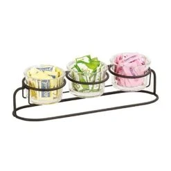 Cal-Mil 22602-16-13 3-Section Jar Holder W/ 3 Glass Jars