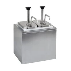 Winco PKTS-2D 2-Pump 2 Qt. Countertop Condiment Dispenser Set